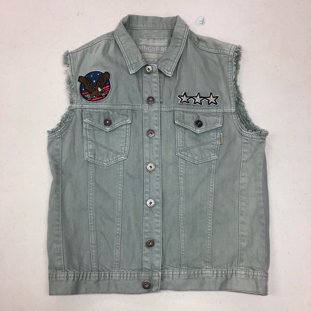 Ring of Fire Jean Denim Vest Medium Motorcycle